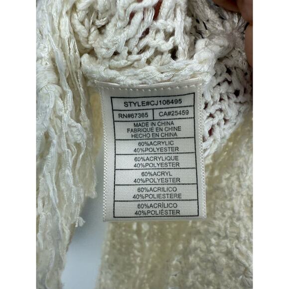 Cupcakes and Cashmere Open Knit Fringe Cardigan XS Boho Coastal Grandma - Picture 5 of 7